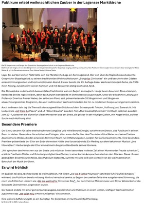 Publikum erlebt weihnachtlichen Zauber in der Lagenser Marktkirche